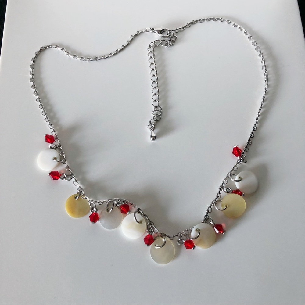 Mother of pearl and crystal necklace
